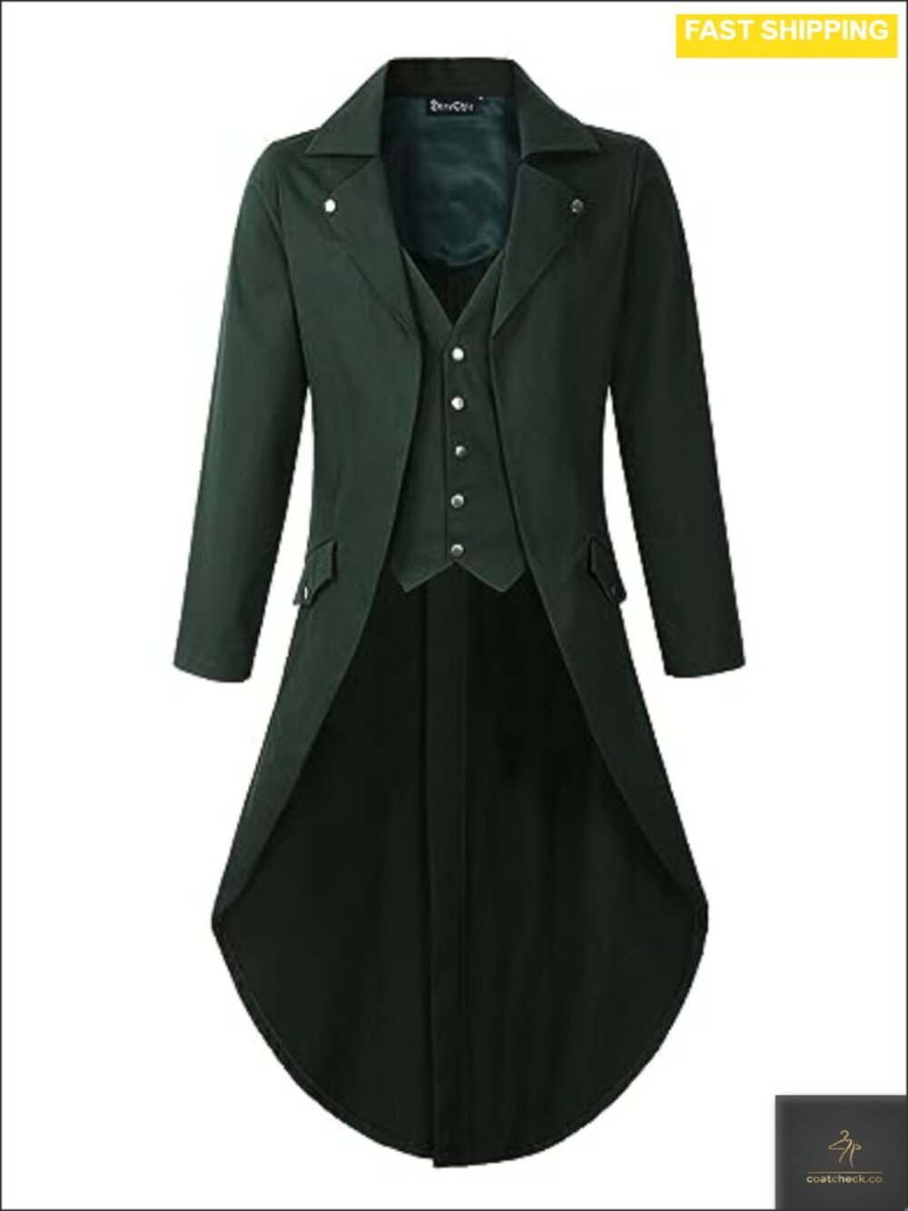 Mens Gothic Tailcoat Jacket Victorian Steampunk Long Sleeve Button Loose Fit